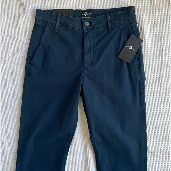 NWT 7 for All Mankind Men’s LUXE PERFORMANCE SLIMMY CHINO IN SATEEN NAVY sz 28 - Picture 8 of 11
